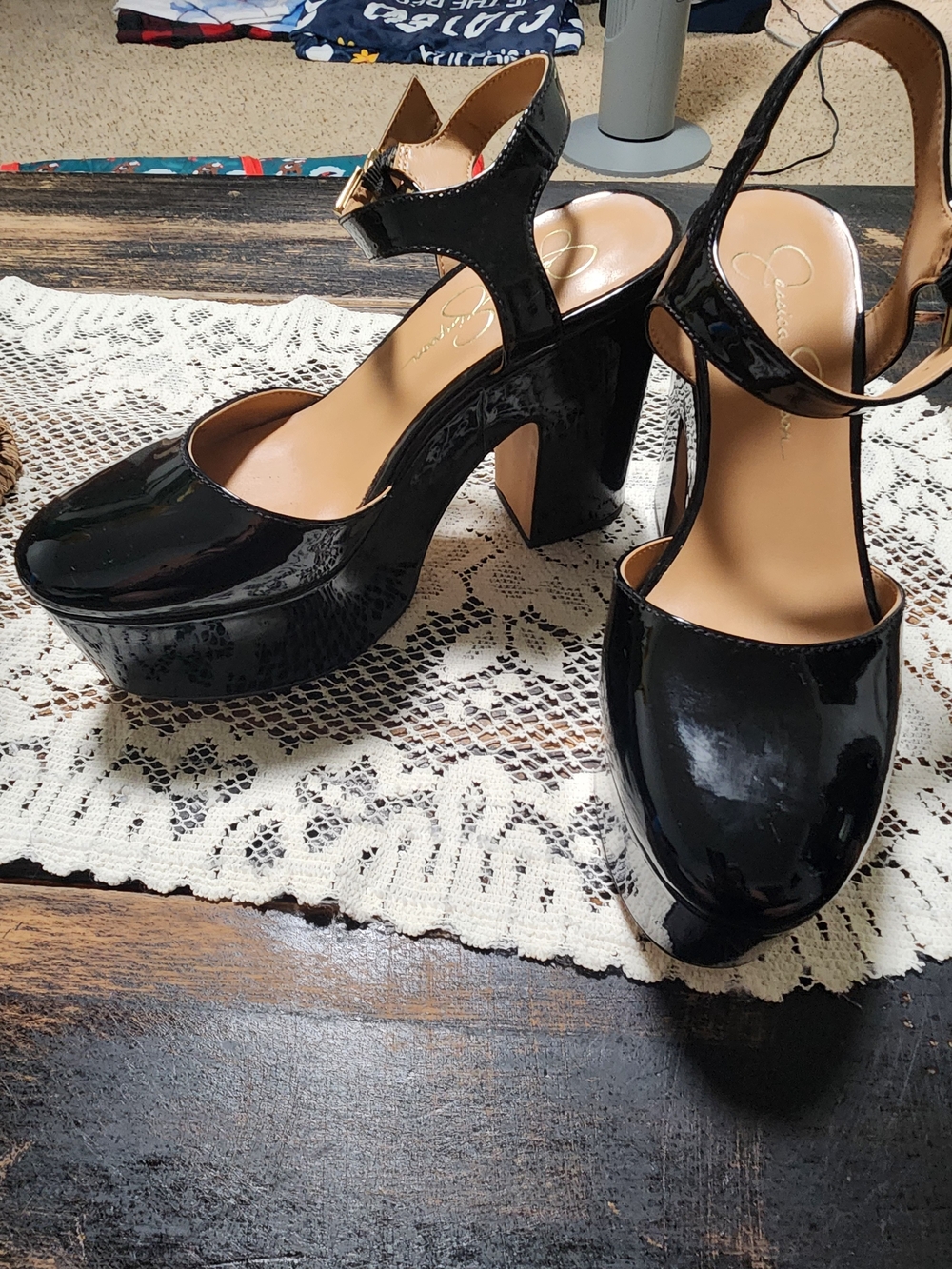 Jessica Simpson Draiye Black Patent Platform Pumps – Size 7.5 (NWOT)